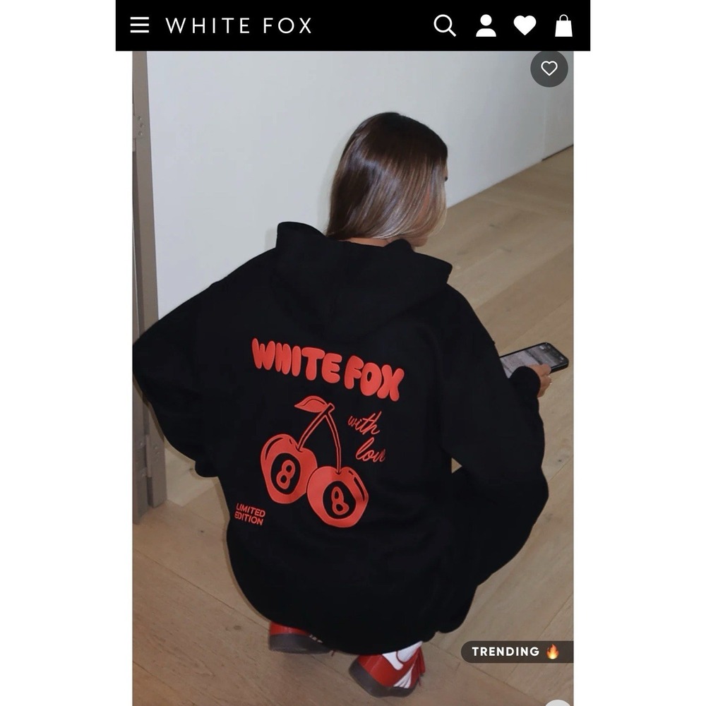 WHITE FOX - Hoodie - Cherry - Oversized Size L/XL Black With Love In The Moment